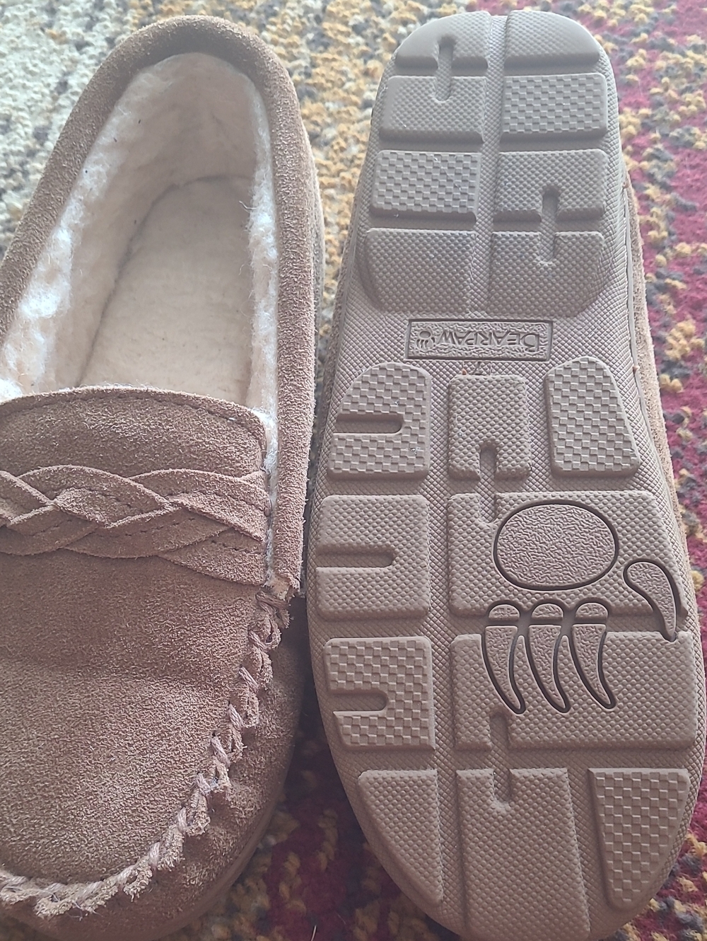 BearPaw Women's Chestnut Braided Faux-Shearling Moccasin Slippers - Picture 2 of 2